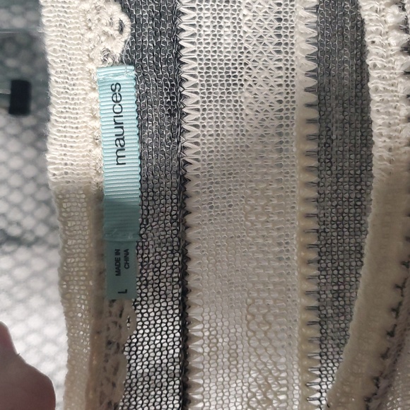 Maurices Cream and Gray Lace Trim Sweater - Picture 3 of 9